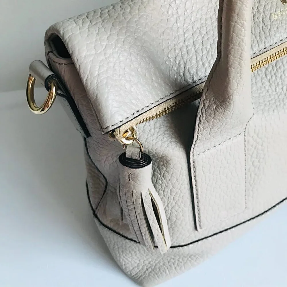 Kate Spade Southport Avenue Carmen Beige Leather Satchel Shoulder Bag